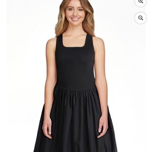 Scoop Mixed Media Midi Bubble Dress EUC